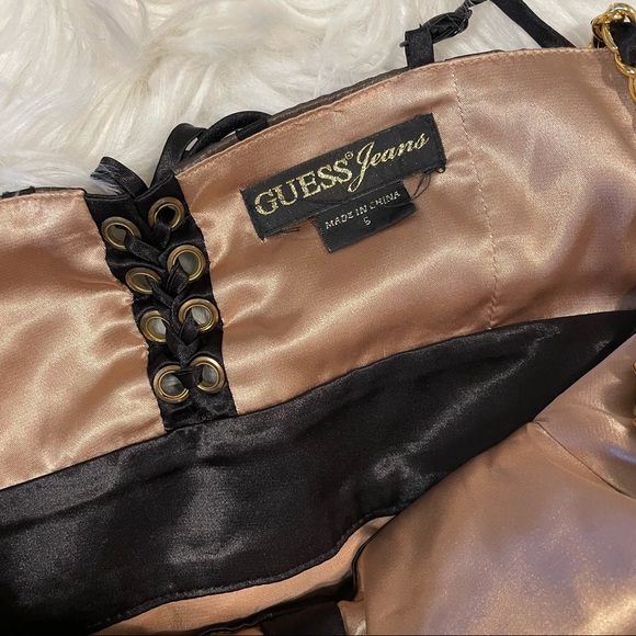 GUESS Little Black Polkadot Dress w/ Gold Chains size small cocktail - Picture 8 of 11